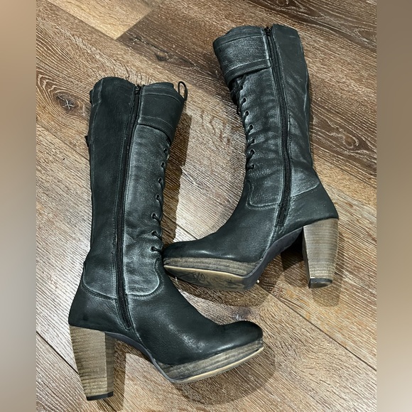 Felmini knee high charcoal black boots size 37 - Picture 4 of 12